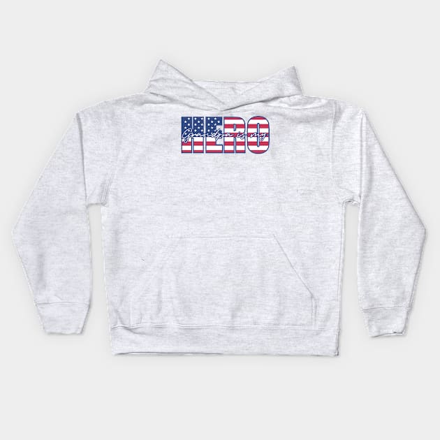 Grandpa is My Hero American Flag Kids Hoodie by MiniMoosePrints